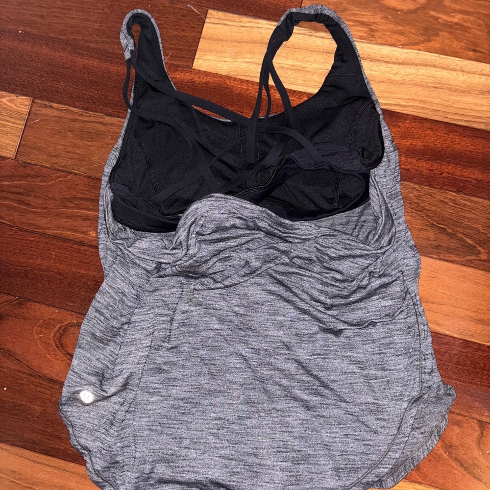Black Strappy Back Tank Top Slay the Studio 2-in-1 Tank Lululemon - Picture 4 of 5